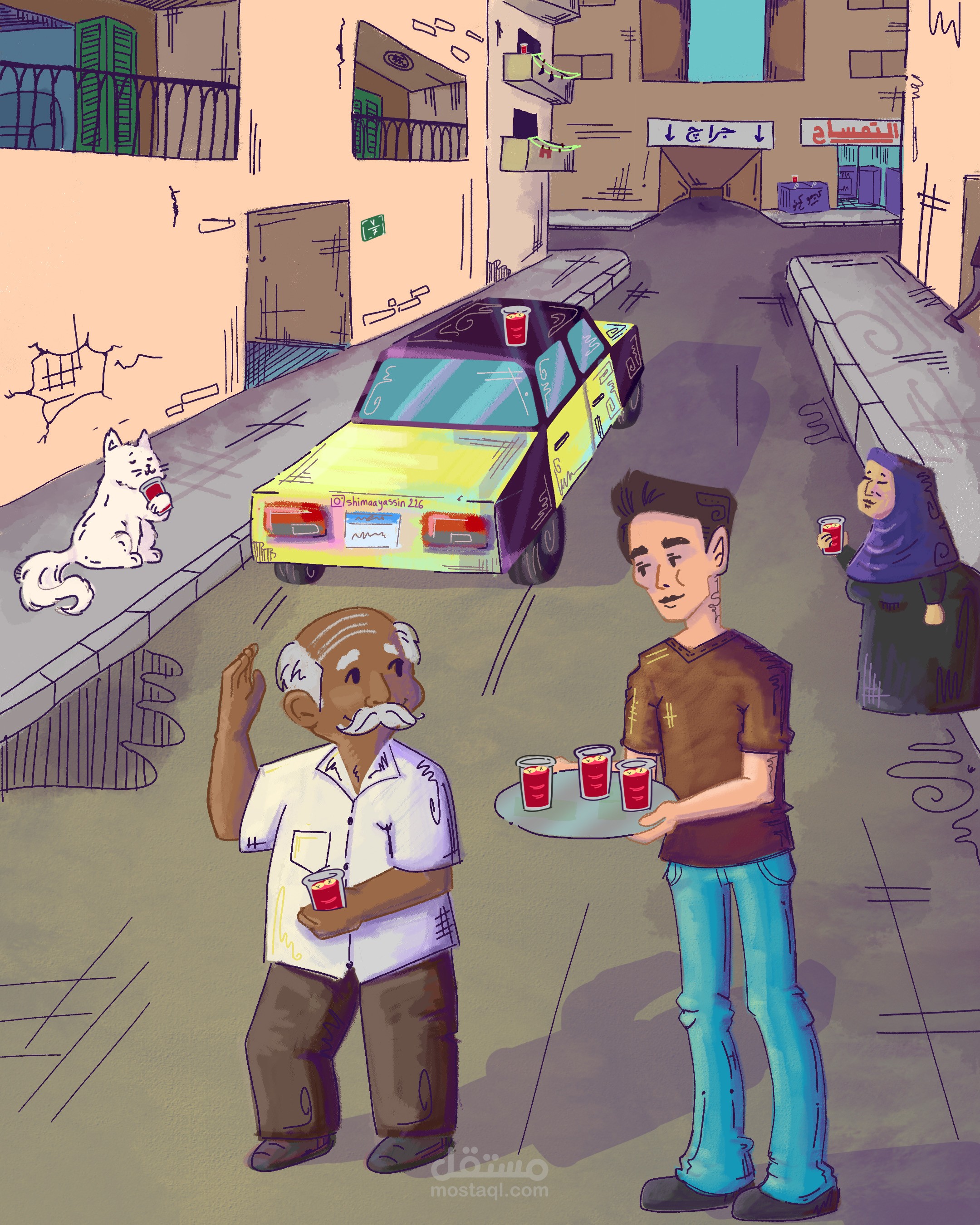 رسم رقمي لاحتفال مصري (سكندري)