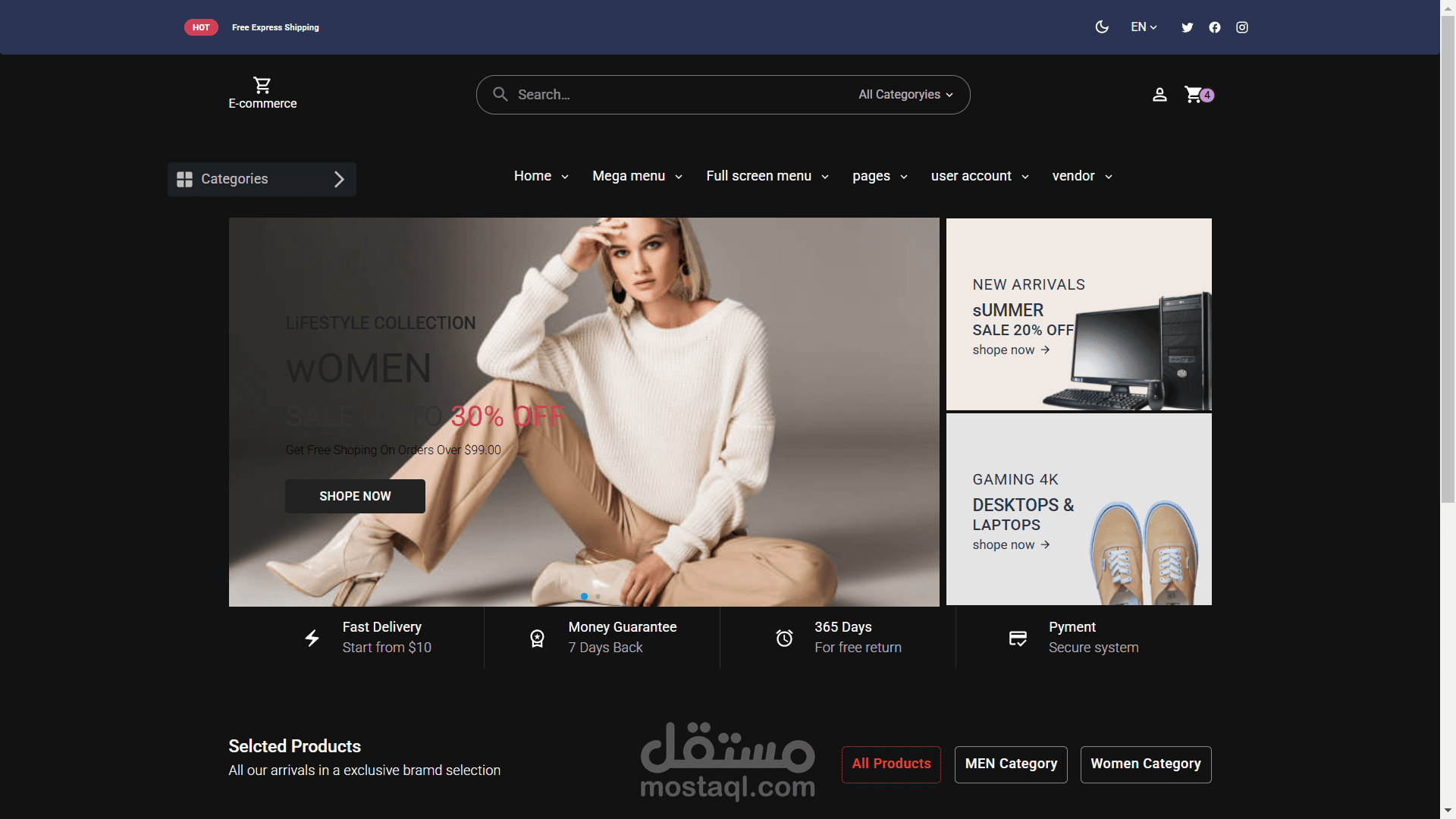 E-commerce متجر إلكتروني تفاعلي – تسوق بسهولة عبر الإنترنت