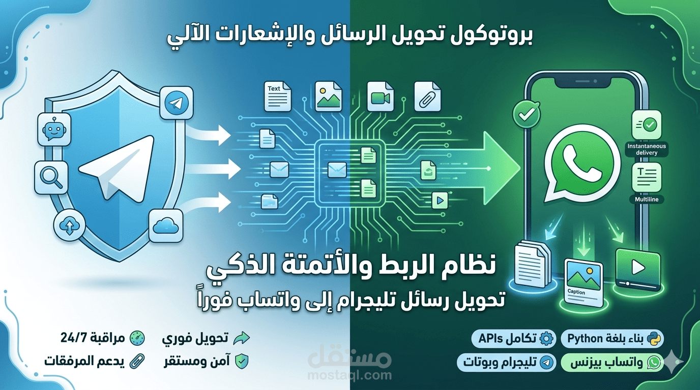 نظام الربط والأتمتة الفوري بين تليجرام وواتساب (Telegram to WhatsApp Automation Bridge)