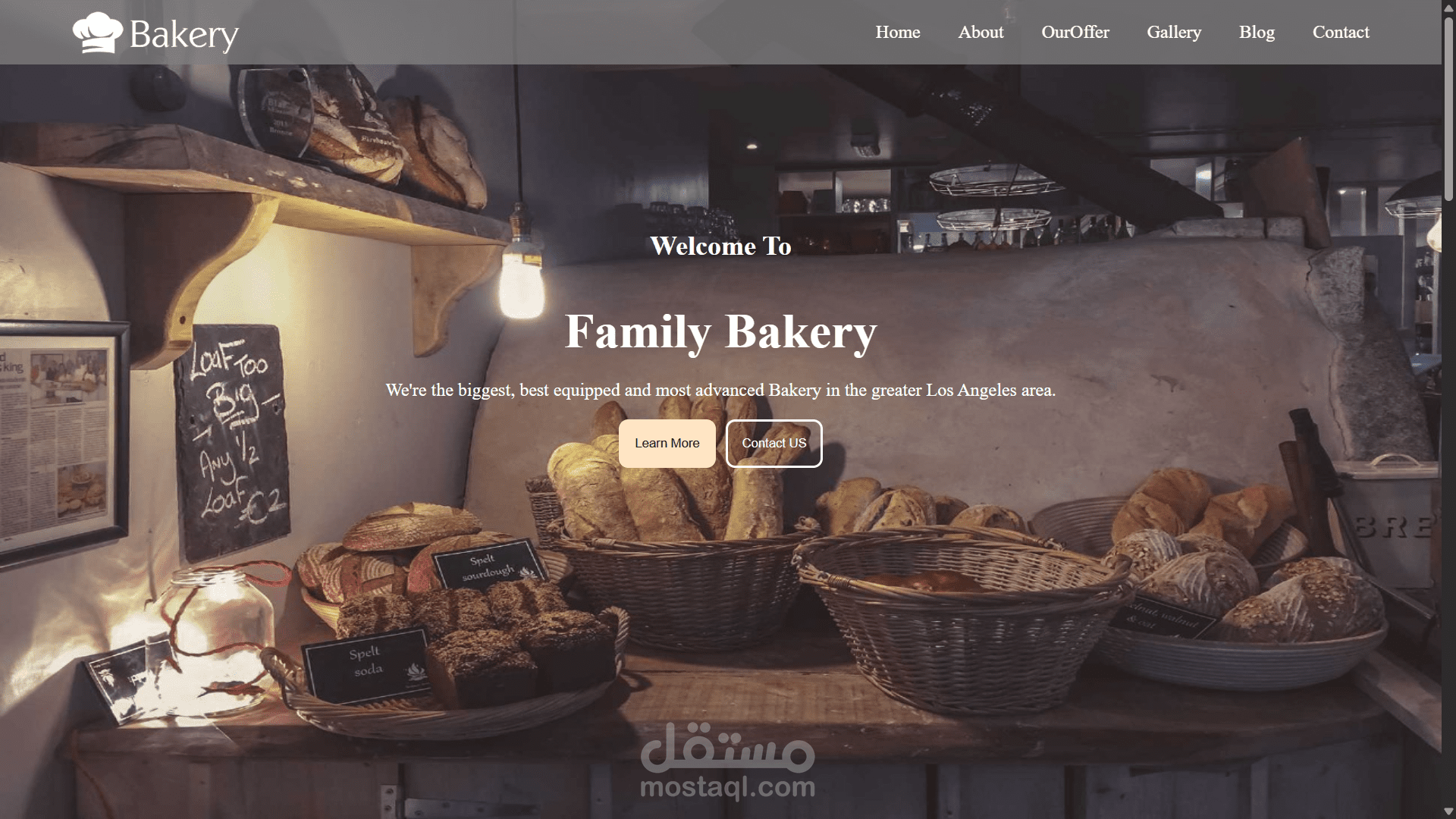 تصميم Landing Page احترافية لمطعم أو مخبز باستخدام Bootstrap و HTML/CSS