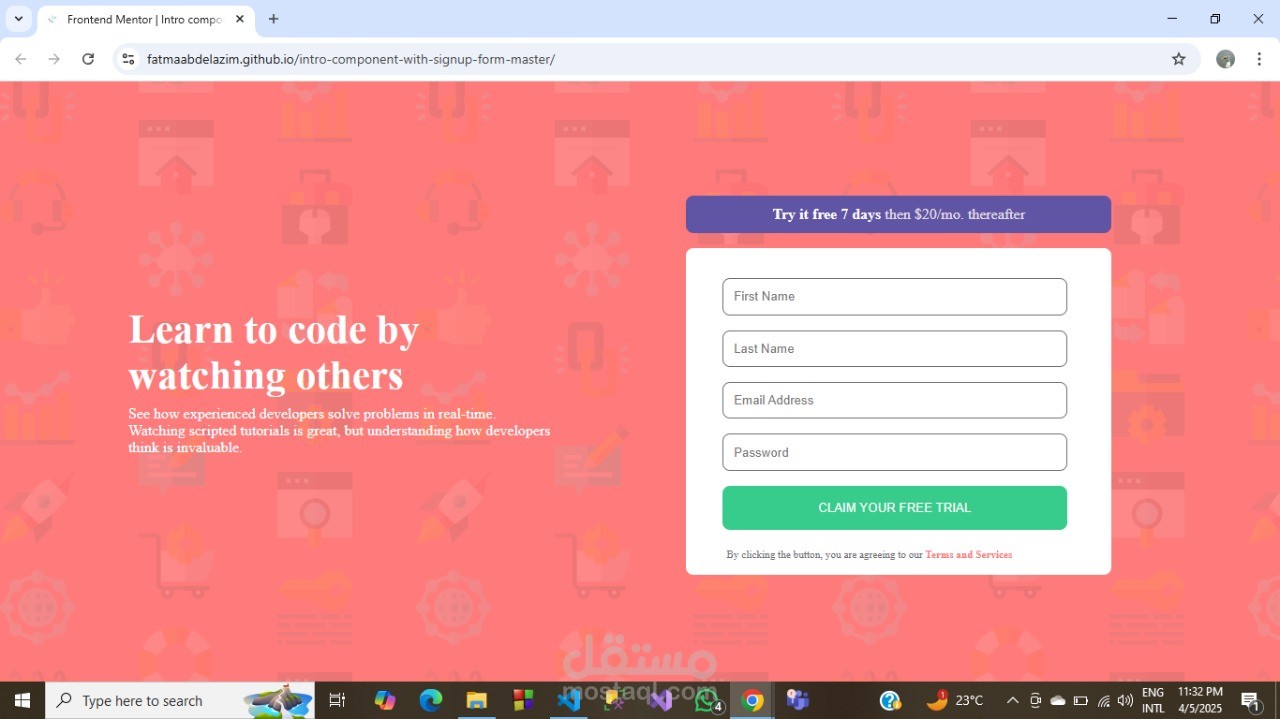 Intro Component with Signup Form