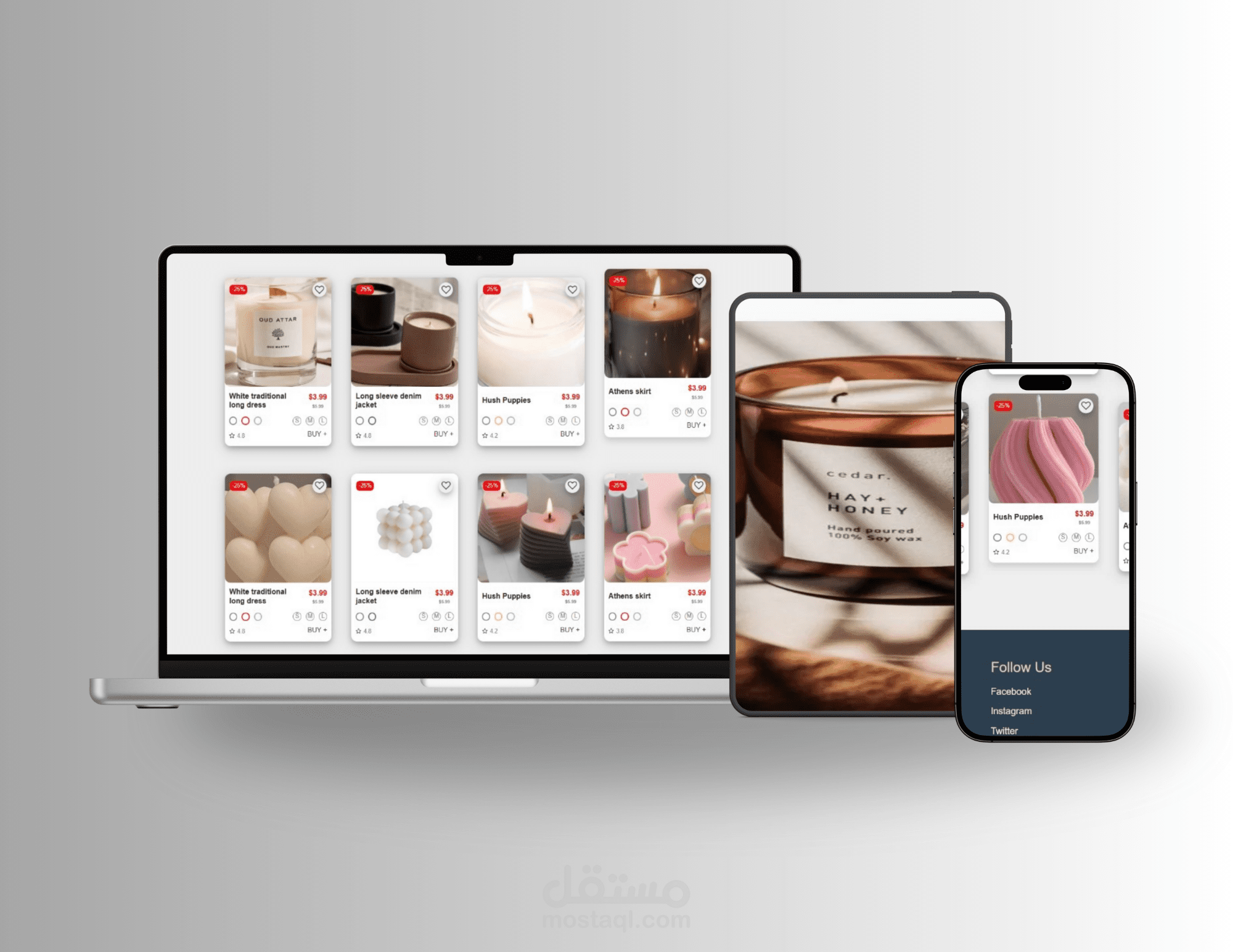 موقع الكتروني لبيع منتجات مميزة الشموع