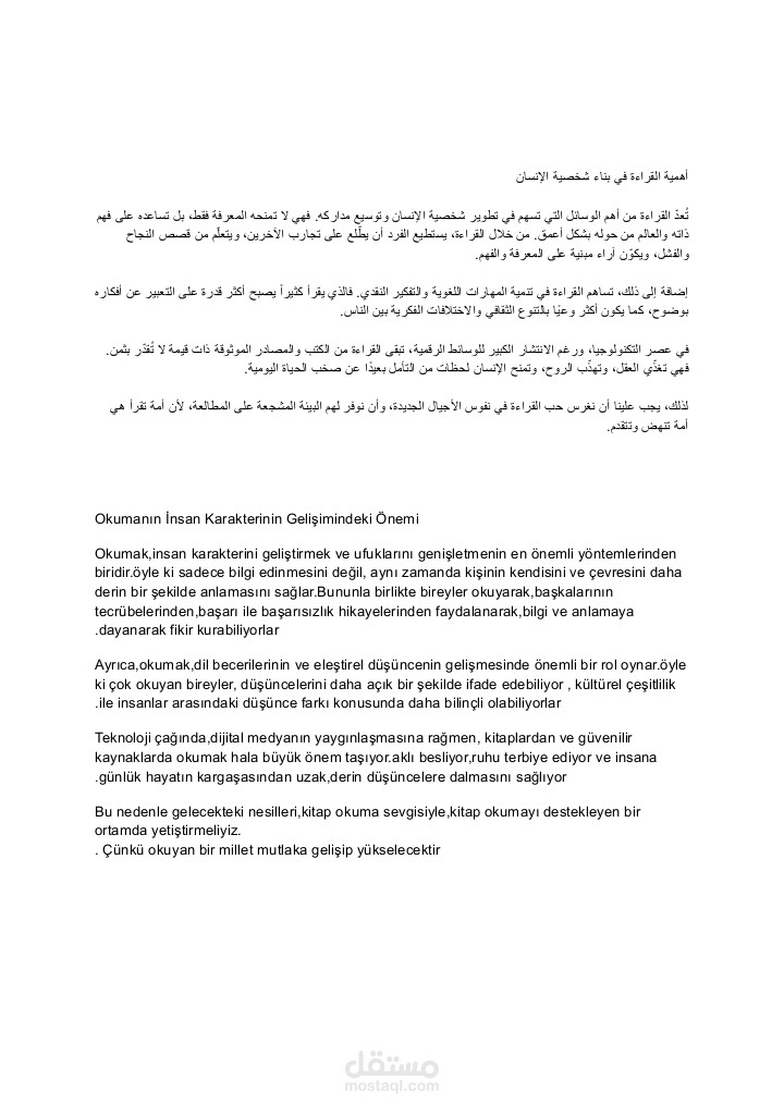 Professional Arabic-Turkish Translation sample