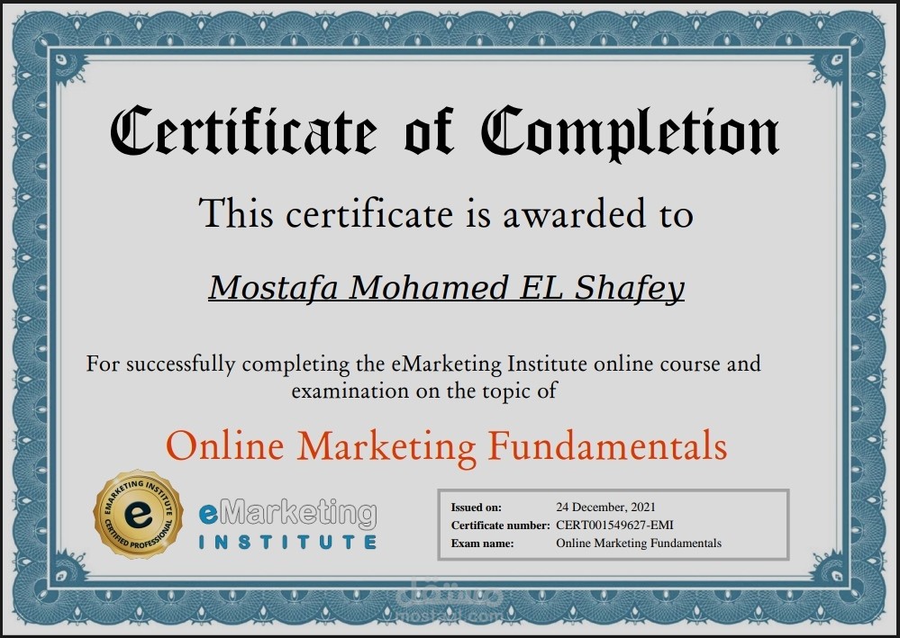 كورس التسويق الالكتروني من معهد التسويق E Marketing institute