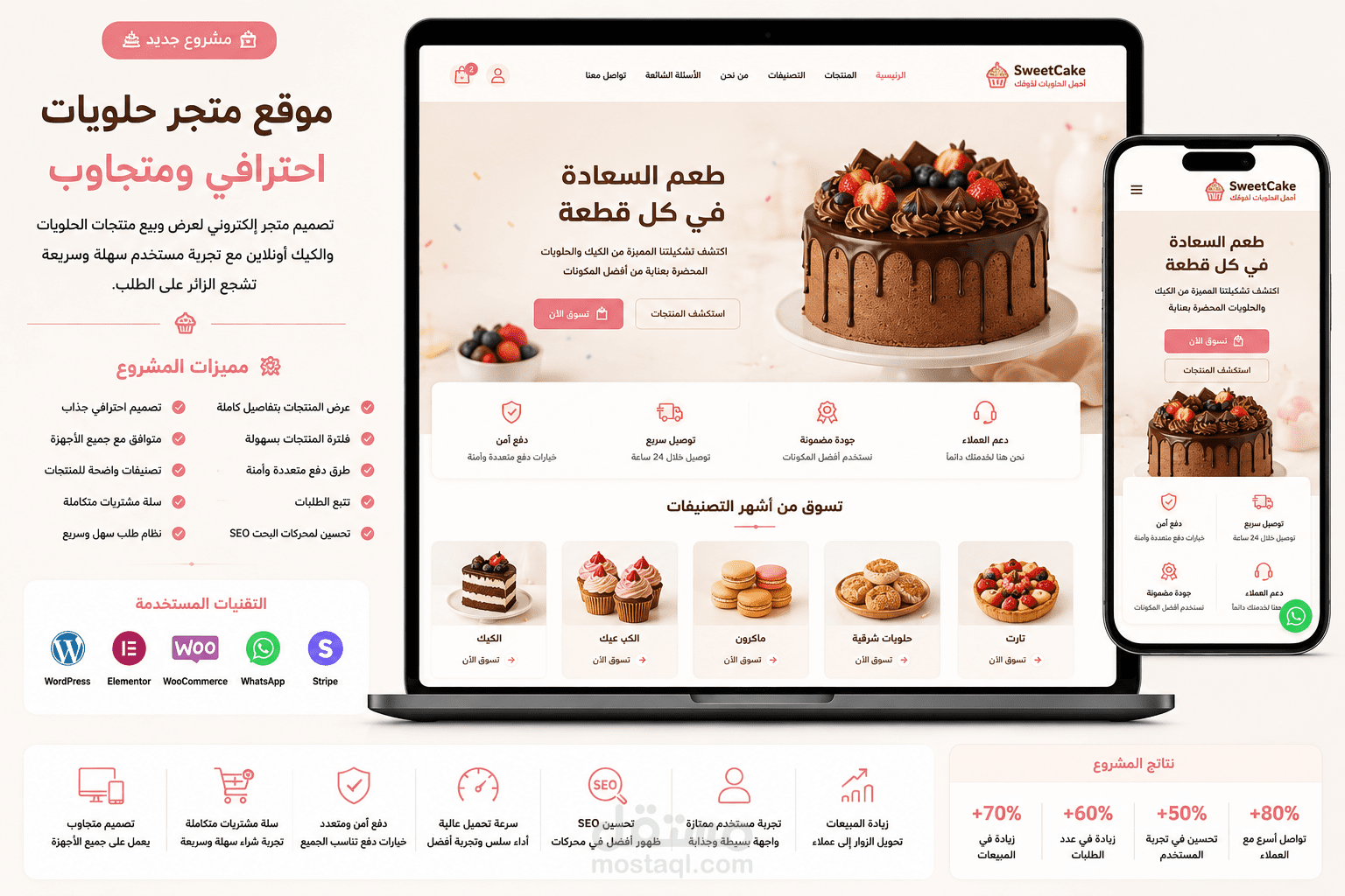 تصميم موقع شركة تنظيف وخدمات منزلية مع طلب خدمة عبر واتساب