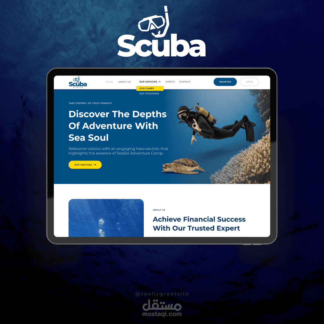 صفحة هبوط لموقع غوص