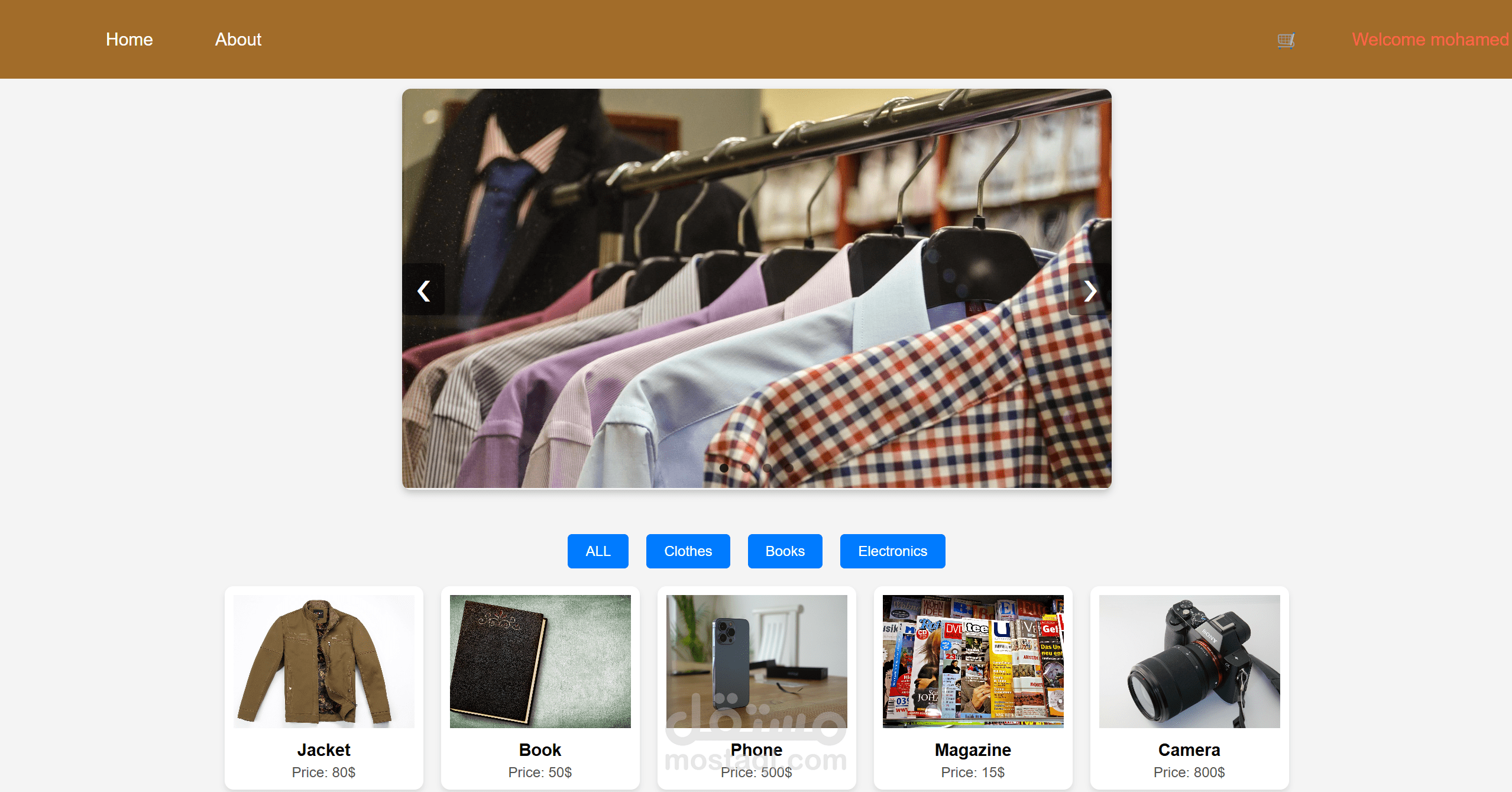 تصميم واجهة متجر إلكتروني مميزة تشمل فلاتر التصنيف وعرض المنتجات