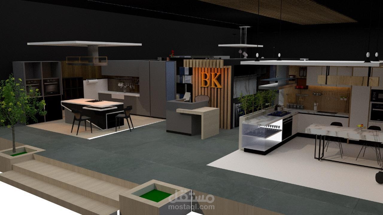 تصميم معرض مطابخ خشبيه
