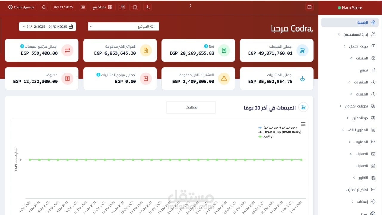 ERP لمصنع الومنيوم + متجر لبيع المنتجات
