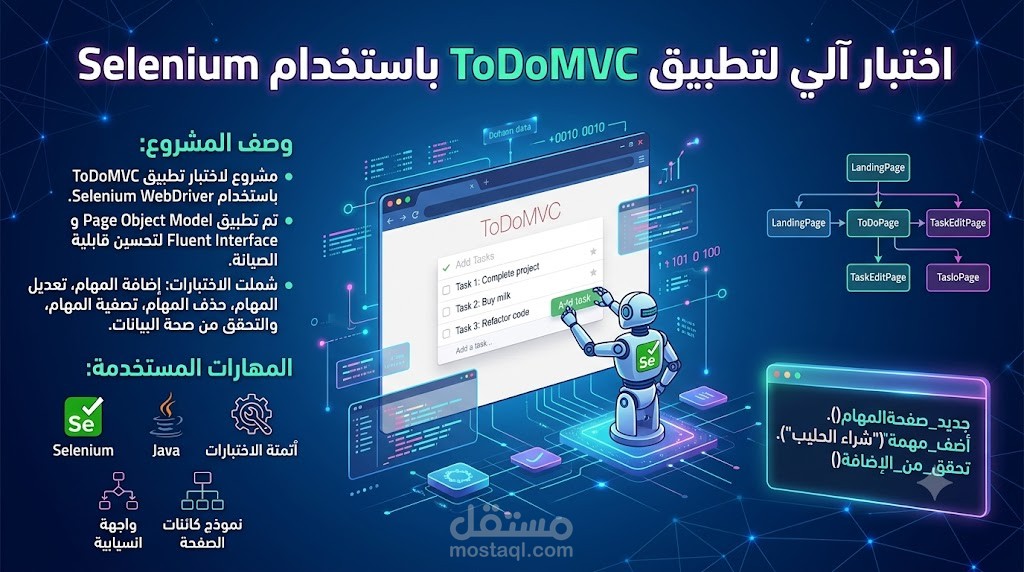 اختبار آلي لتطبيق ToDoMVC باستخدام Selenium
