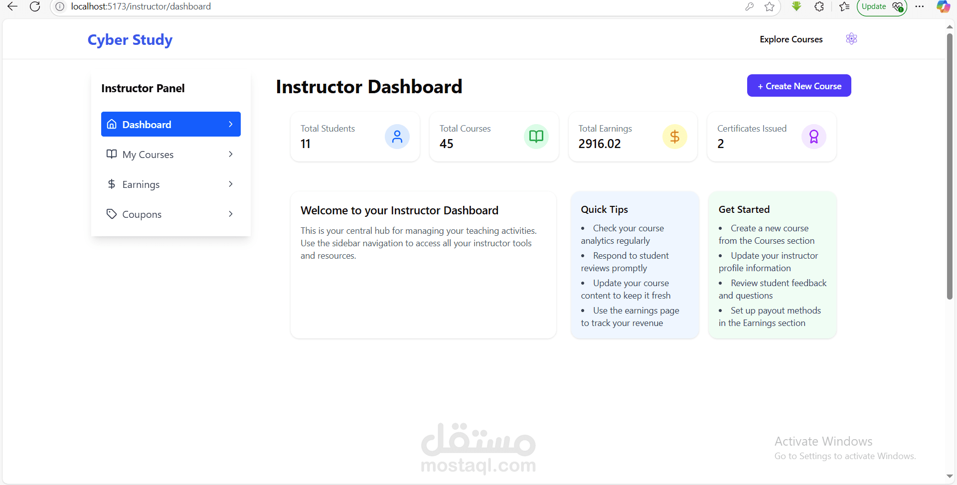 Instructor Dashboard