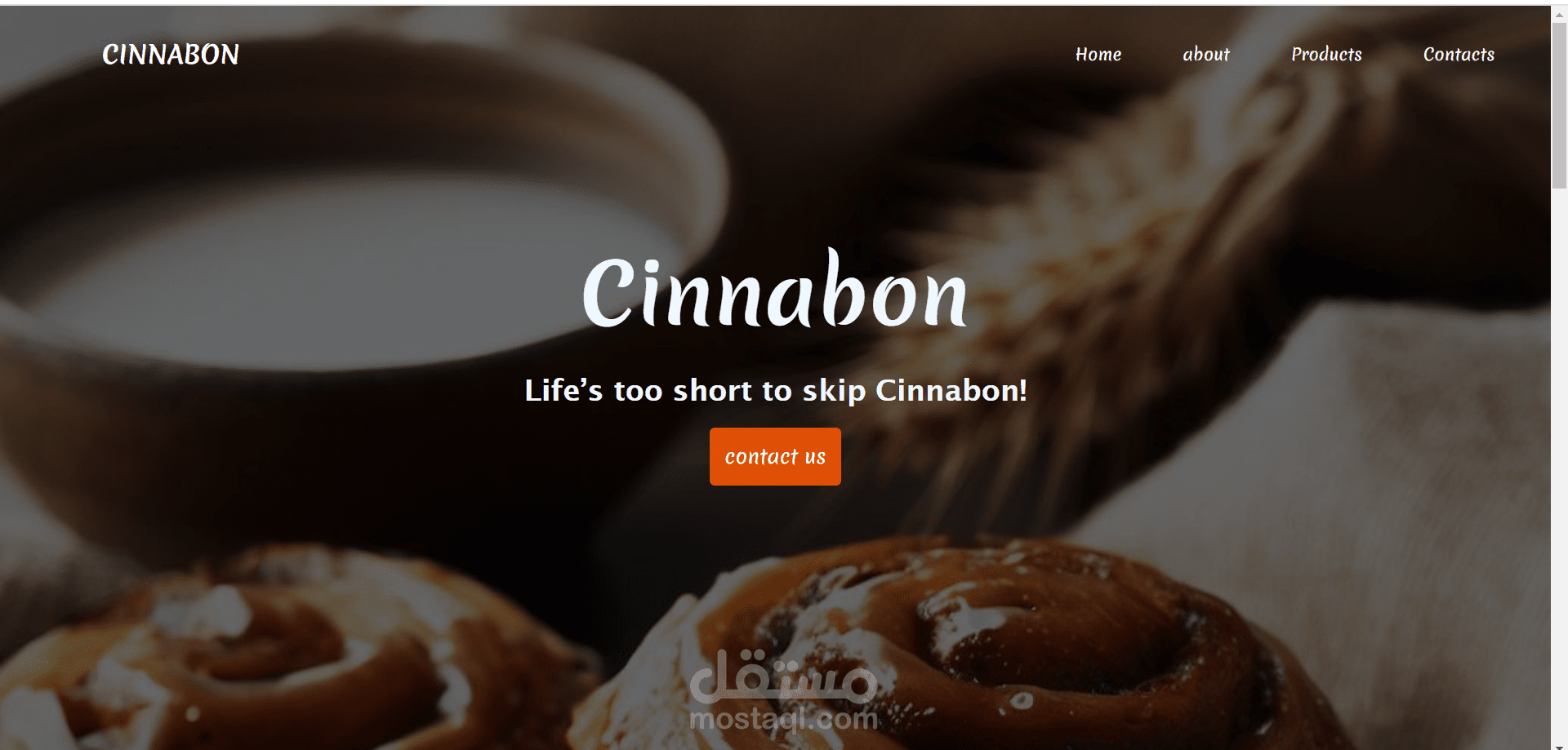 صفحة هبوط تفاعلية لمتجر Cinnabon، تم تصميمها باستخدام HTML، CSS، وJavaScript، لتوفير تجربة مستخدم جذابة وسلسة.