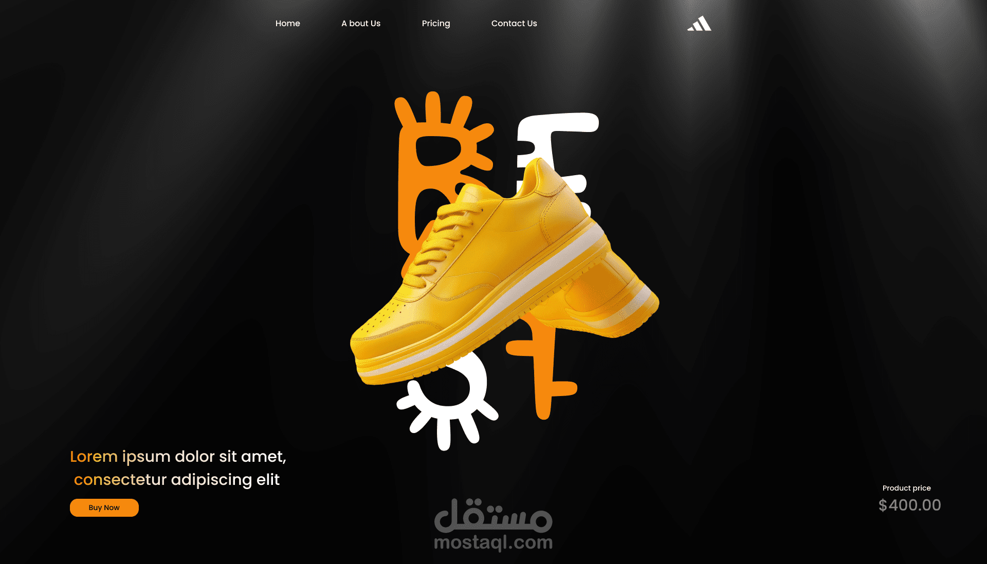 تصميم موقع اعلانى لماركة Adidas
