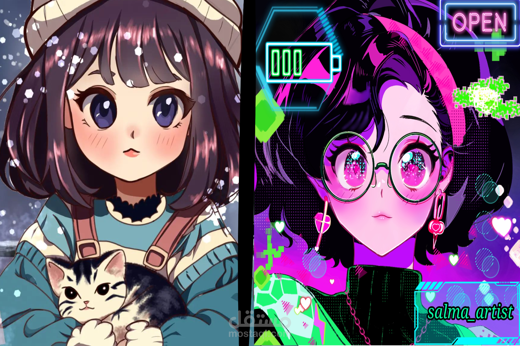 رسم رقمي احترافي باسلوب الانمي و الكارتون و تصميين الشخصيات