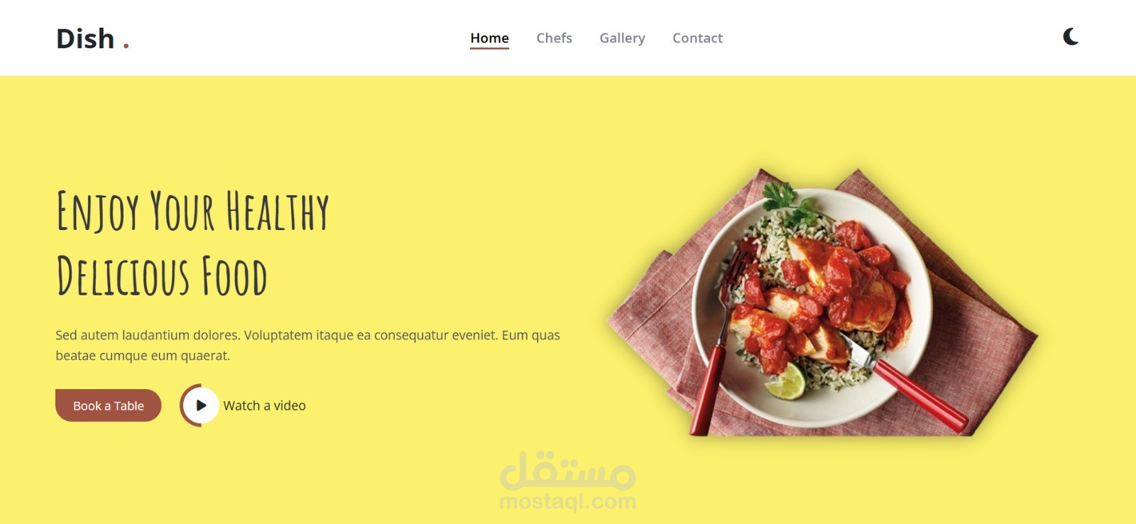 تصميم صفحة هبوط احترافية لمطعم "Dish"