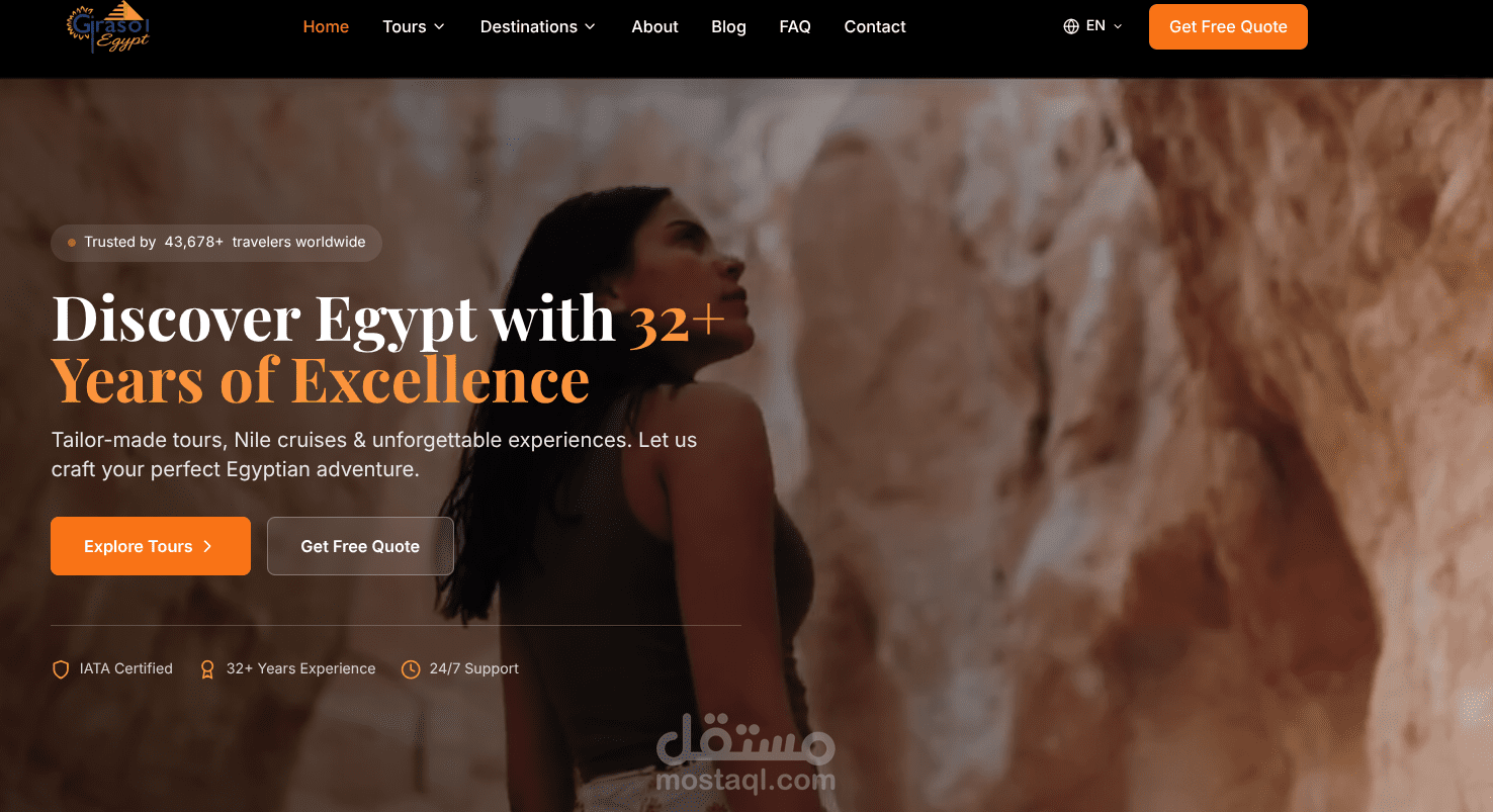 موقع سياحي احترافي لشركة Girasol Tours لتنظيم الرحلات السياحية