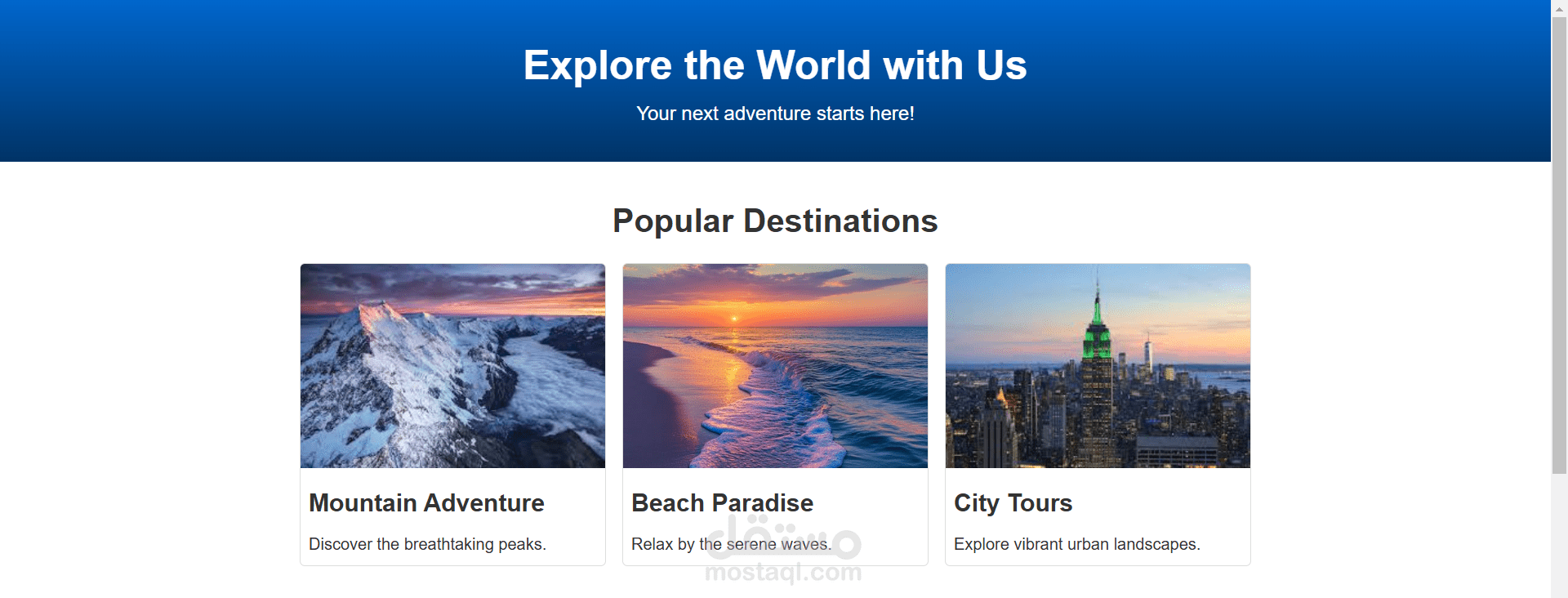 Tour Booking Website Layout