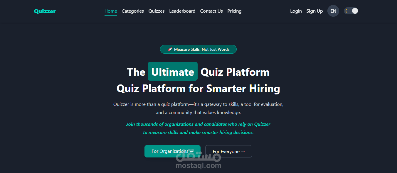 Quizzer Platform– منصة اختبارات تفاعلية للمؤسسات والأفراد
