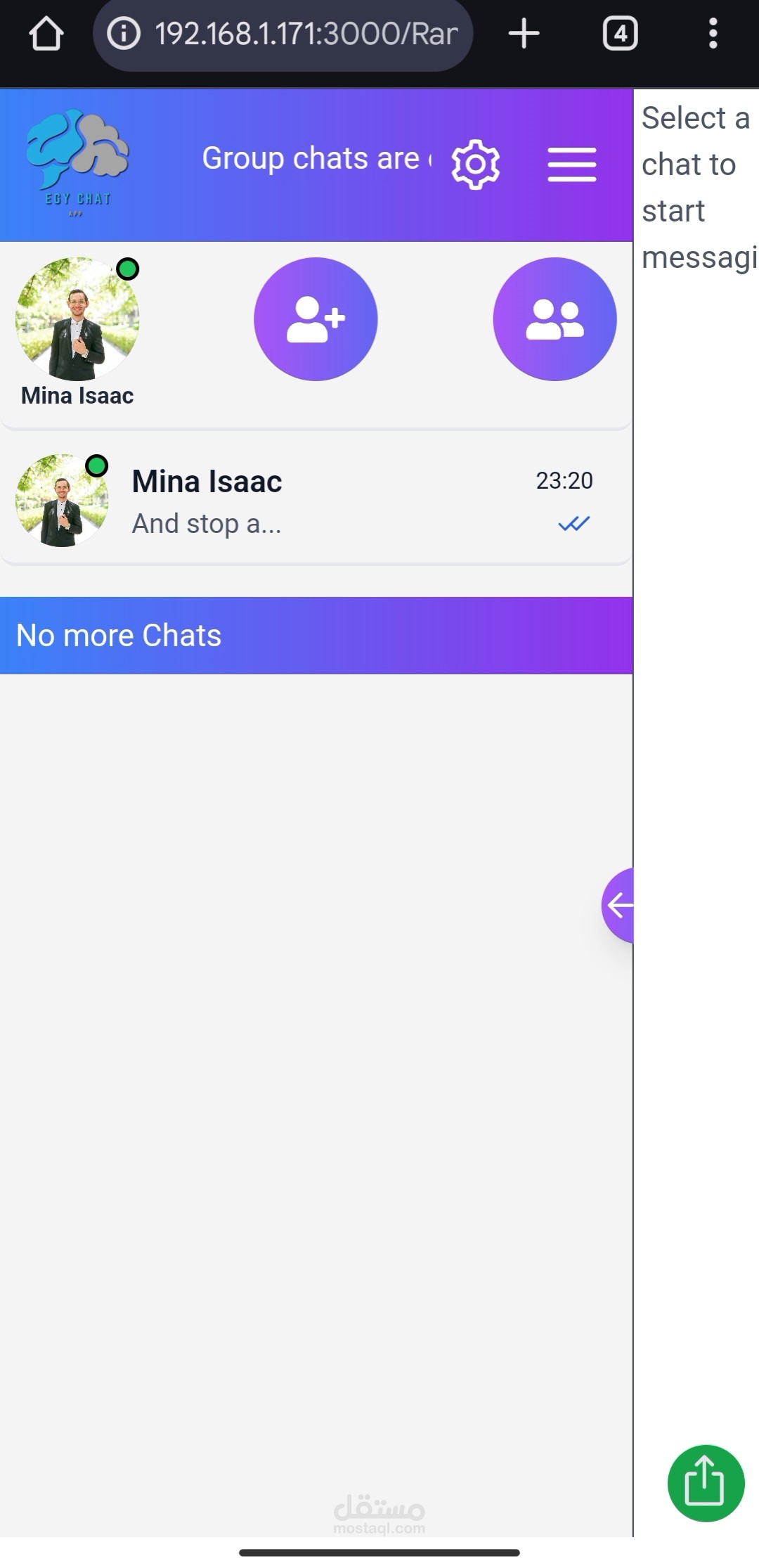 Full-stack real-time chat application
