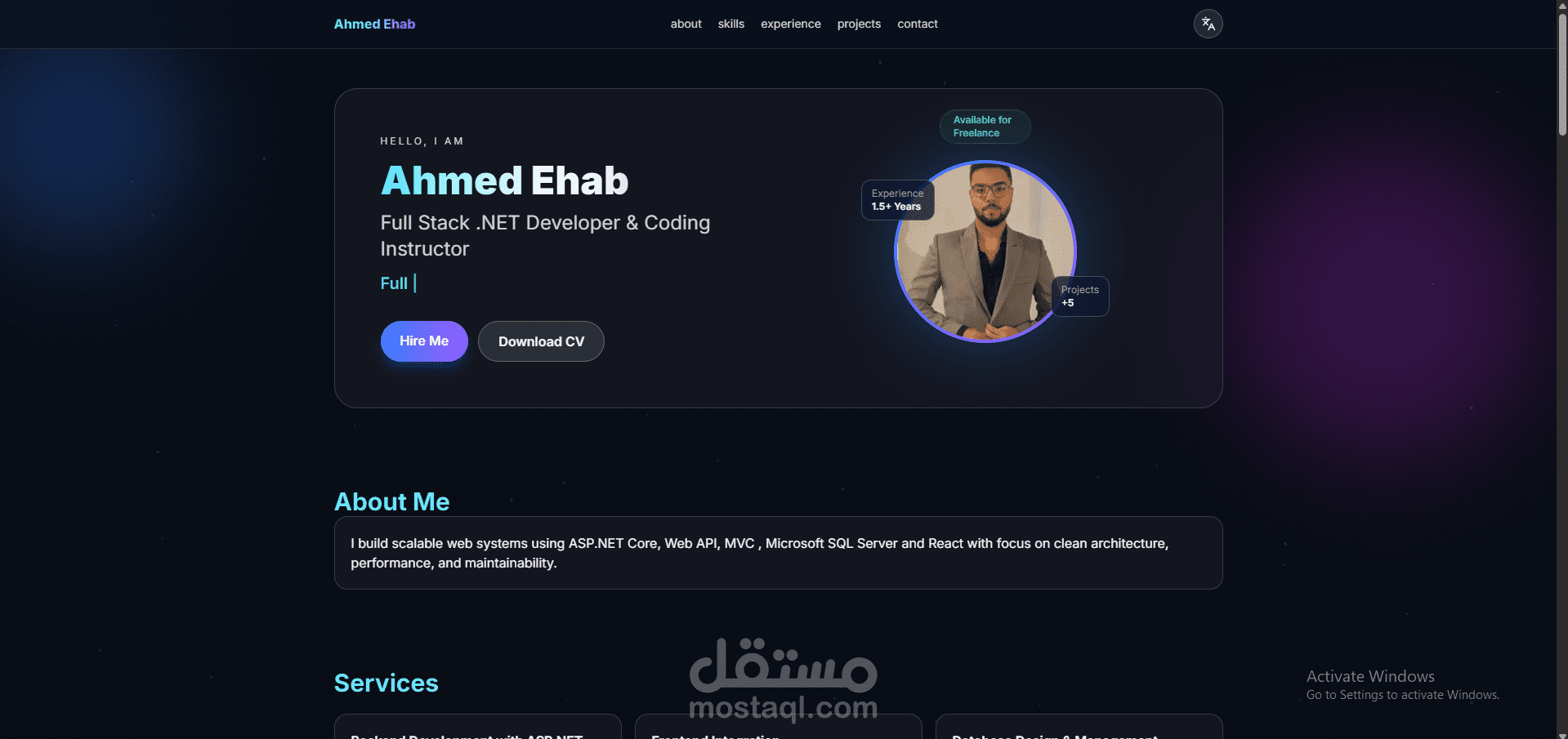تصميم وتطوير موقع Portfolio احترافي