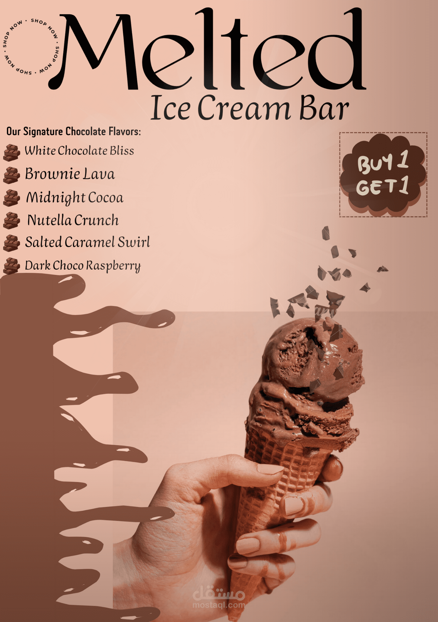 تصميم Flayer دعائي منعش لمحل آيس كريم – ألوان مبهجة ونمط شبابي