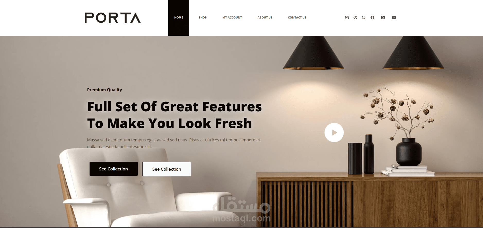 موقع ووردبريس احترافي لمتجر أو شركة بتصميم مشابه لموقع PORTA العصري