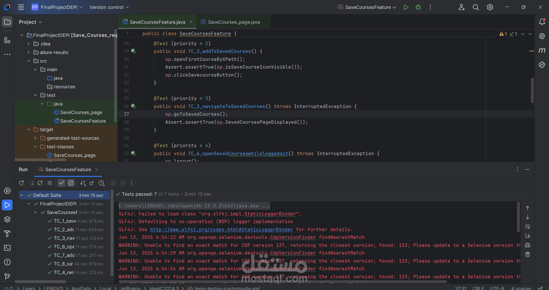 Automation Testing For a Website
