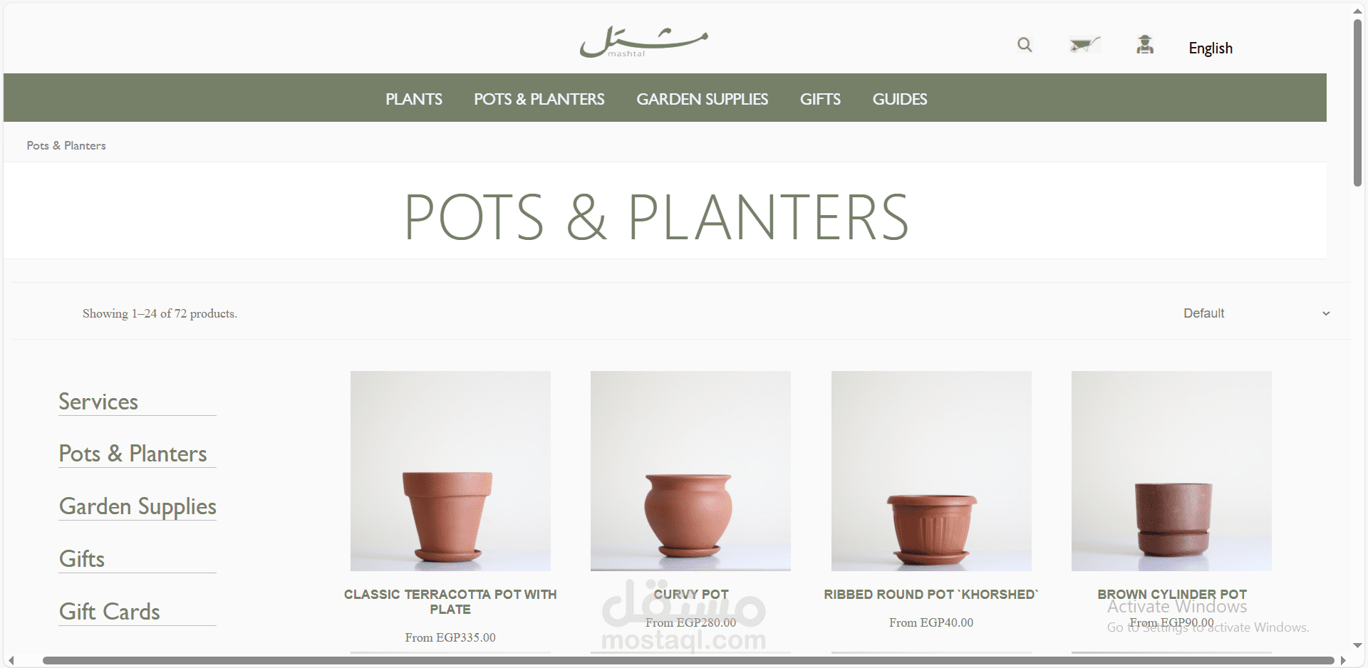 Designing an online store interface for selling garden supplies
