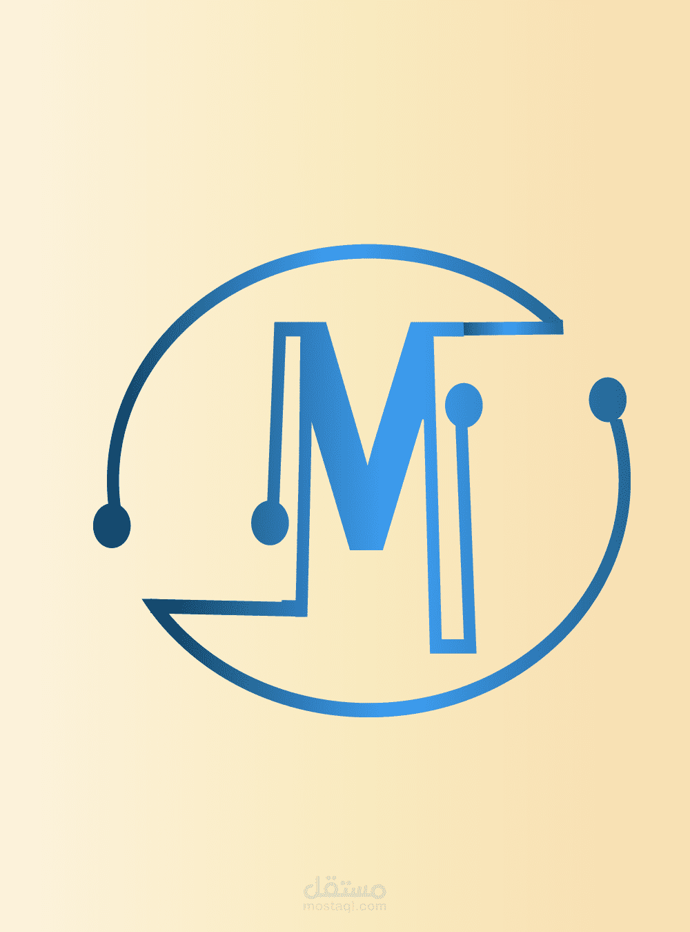 شعار حرف M بتقنية الدوائر المتصلة