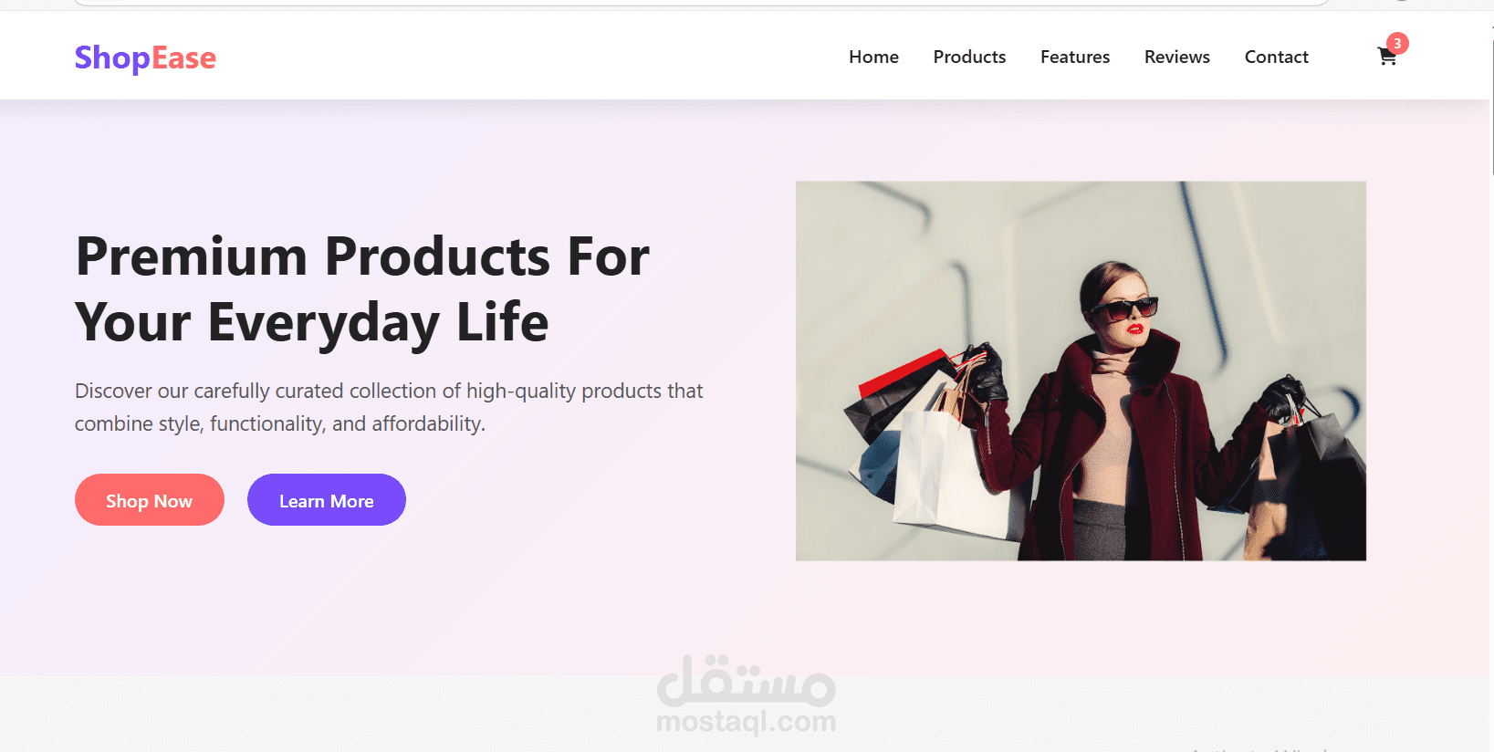 تصميم واجهة متجر إلكتروني (Landing Page) باستخدام HTML, CSS, JS