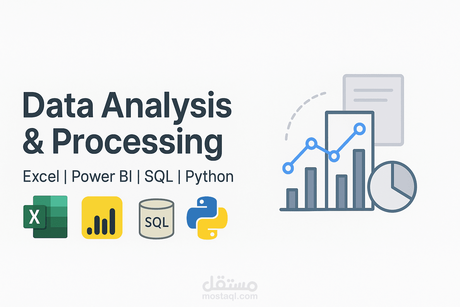 تحليل ومعالجة البيانات باستخدام Python وSQL وPower BIو Excel