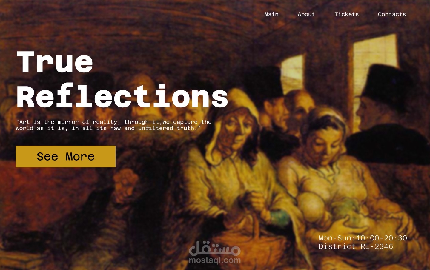 landing page for art exhibition