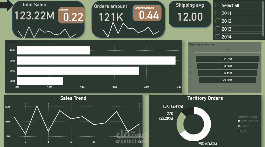 لوحة بيانات تفاعلية متعددة الصفحات لتحليل أداء المبيعات (Sales Performance Dashboard)