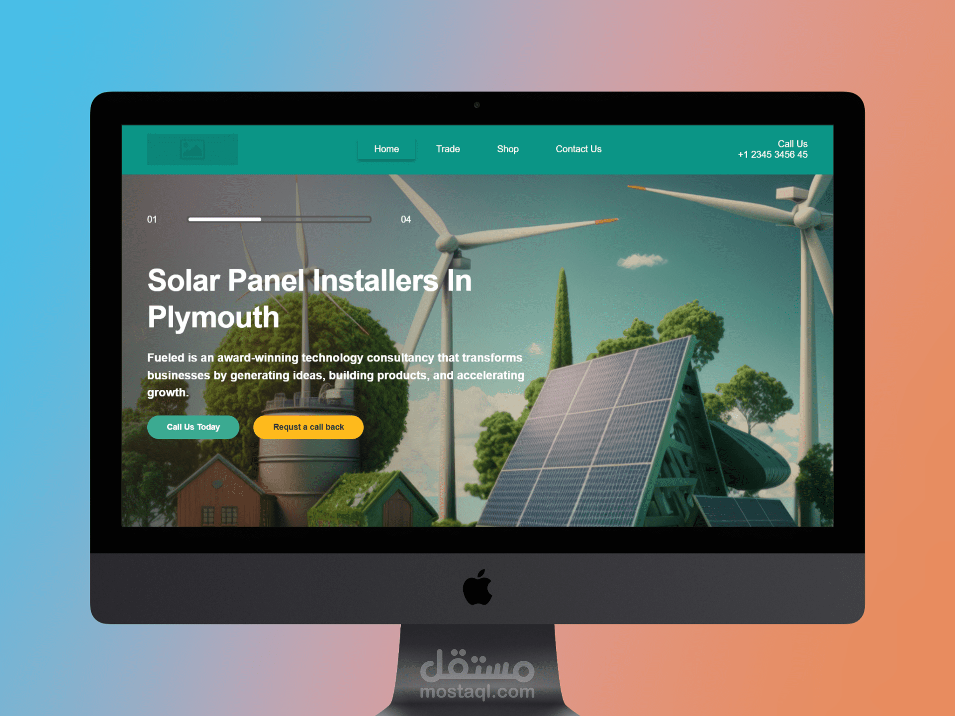 تصميم صفحة هبوط احترافية لمجال الطاقة المتجددة