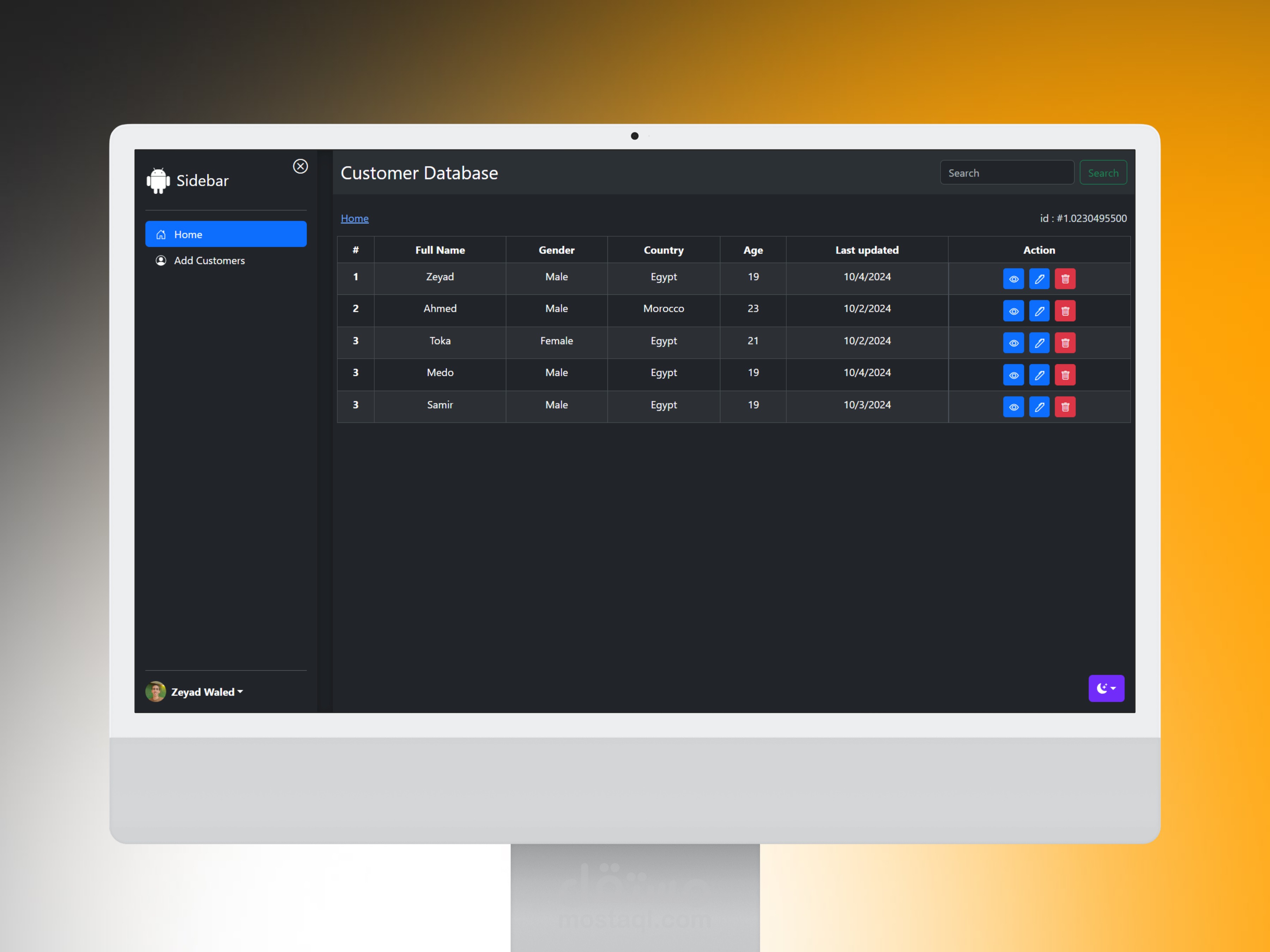 تصميم Dashboard لإدارة بيانات العملاء