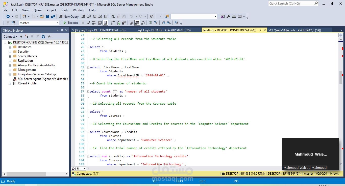 استكشاف البيانات بلغة إس كيو إل - SQL Data Exploring