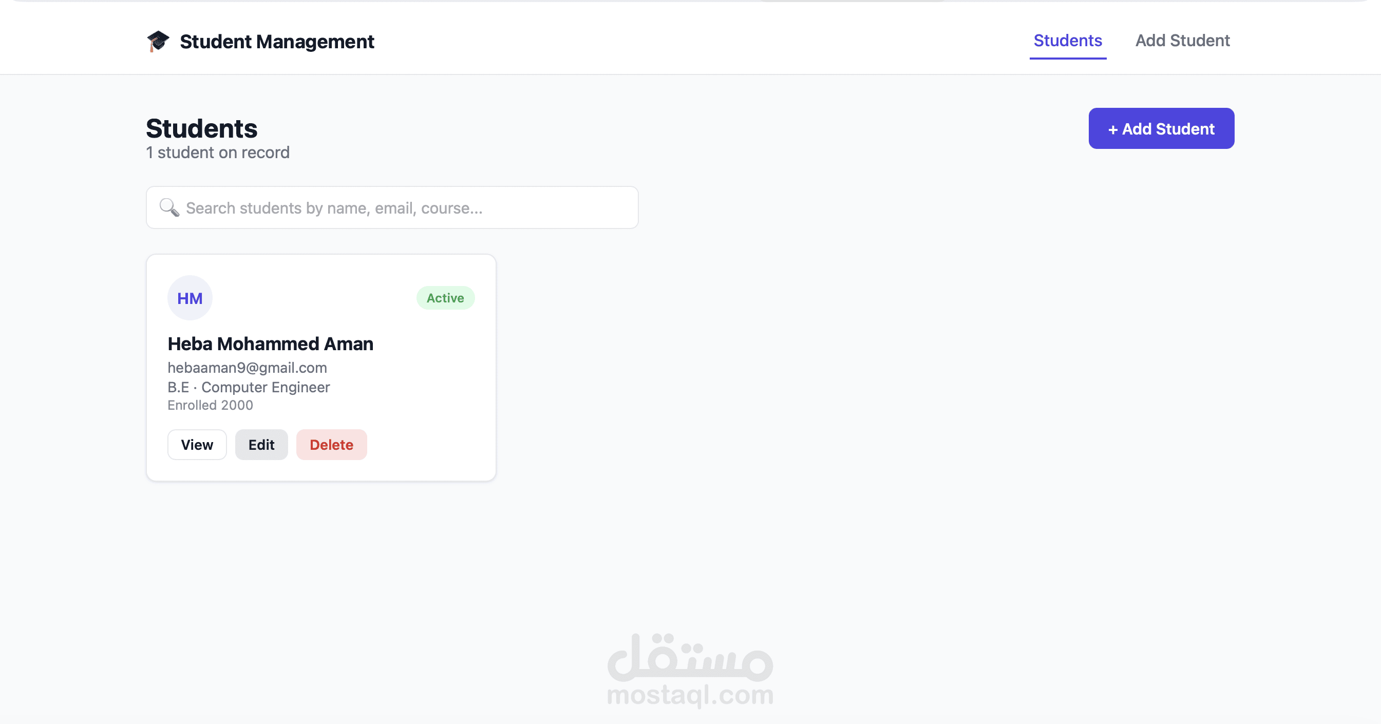 تطوير Student Management System باستخدام React.js