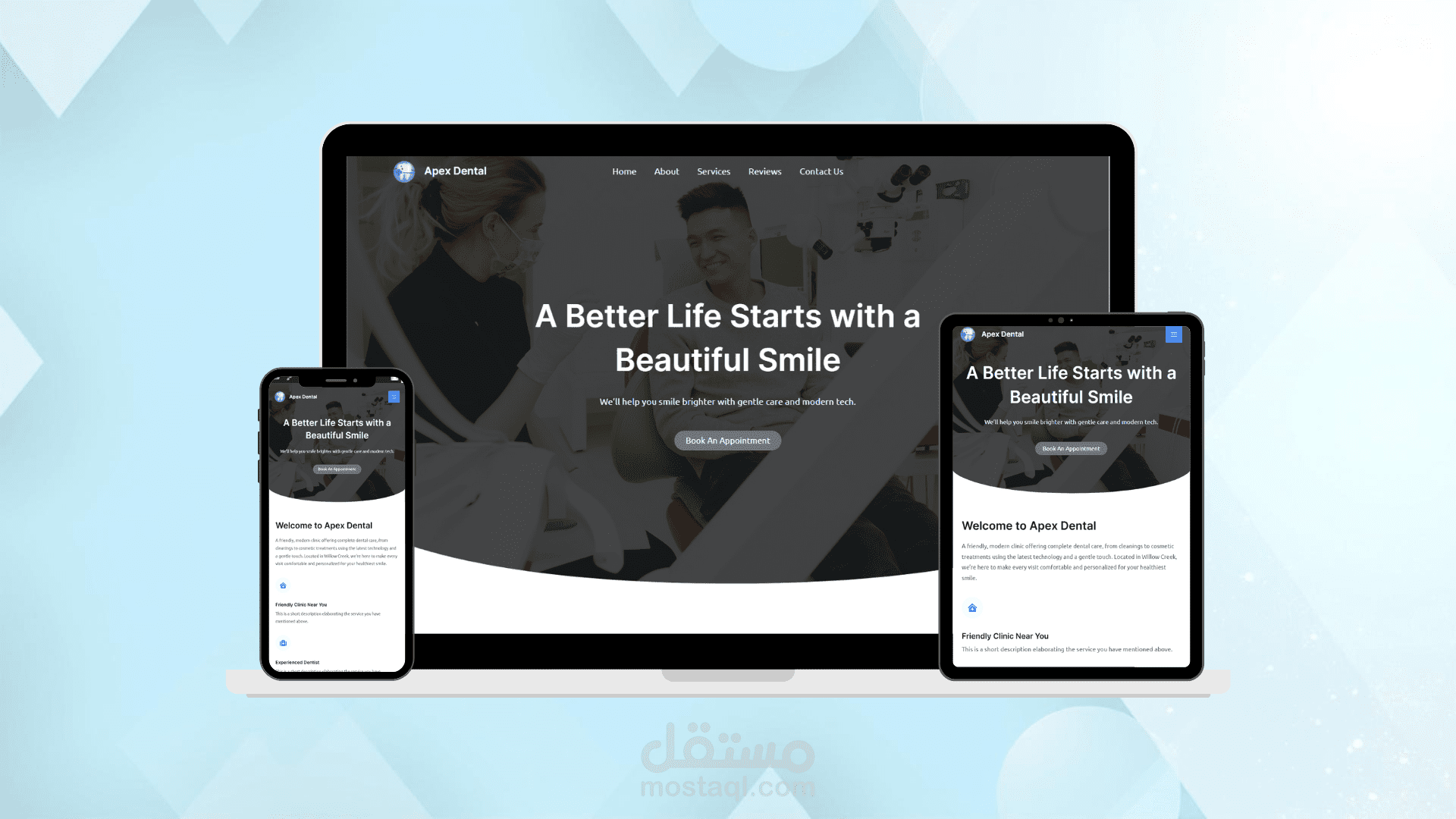 موقع لعياده اسنان Apex Dental مع نظام حجز