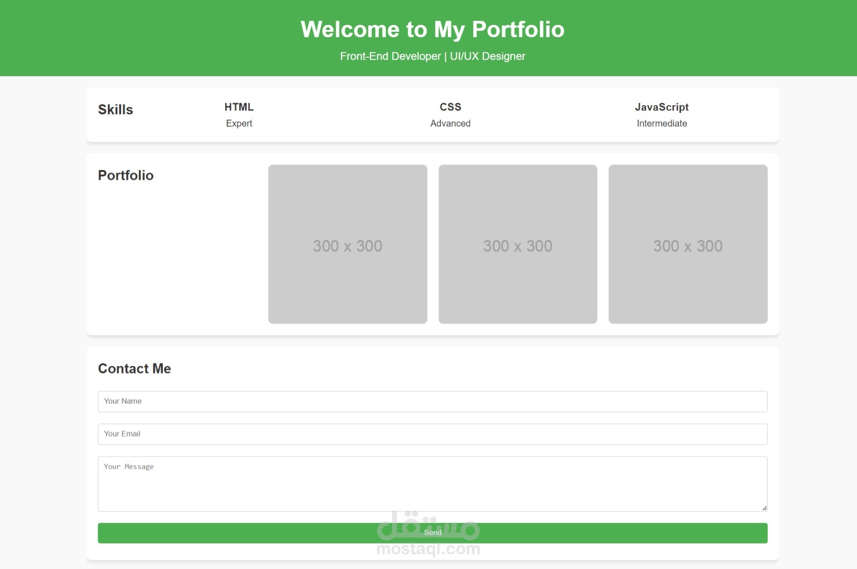 Landing Page for Portfolio