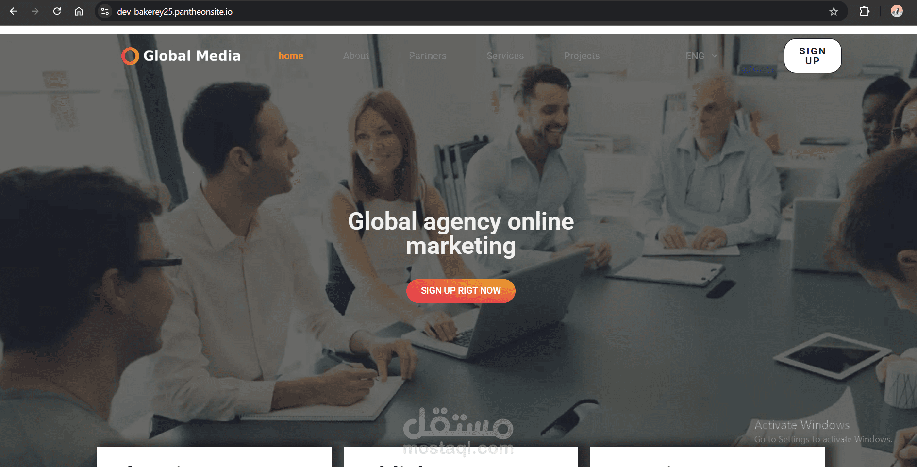 global Agency landing website