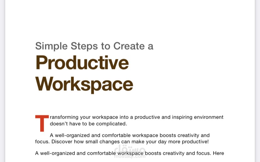 A report for creating a workplace