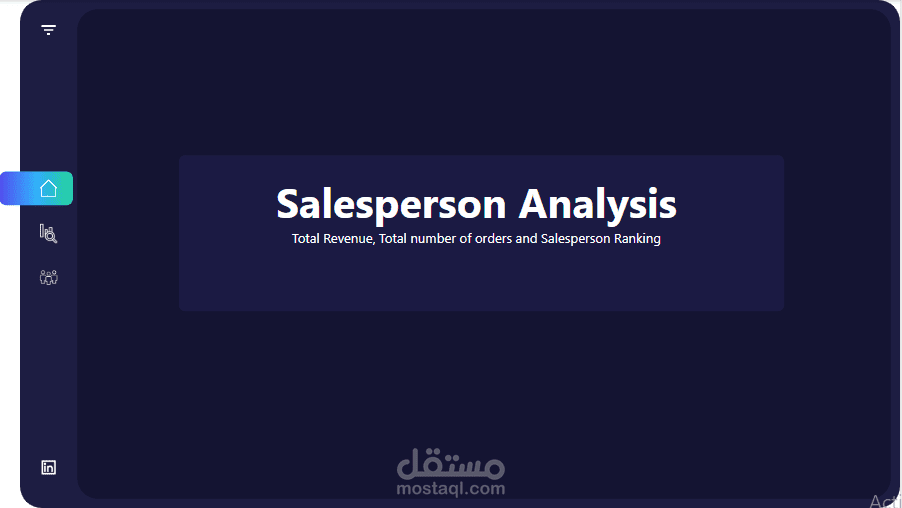 داش بورد ل تحليل البيانات البيعية و تصنيف مشرفي المبيعات على حسب اجمالي مبيعات كل مشرف