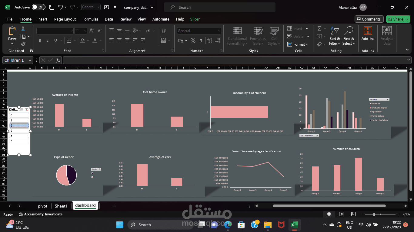 Dashboard by excel