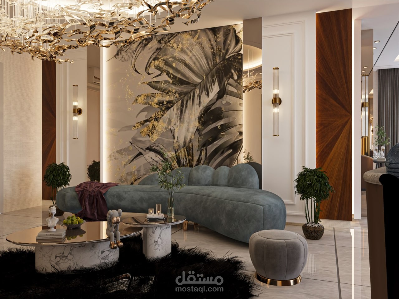 صالة معيشة مع منطقة طعام