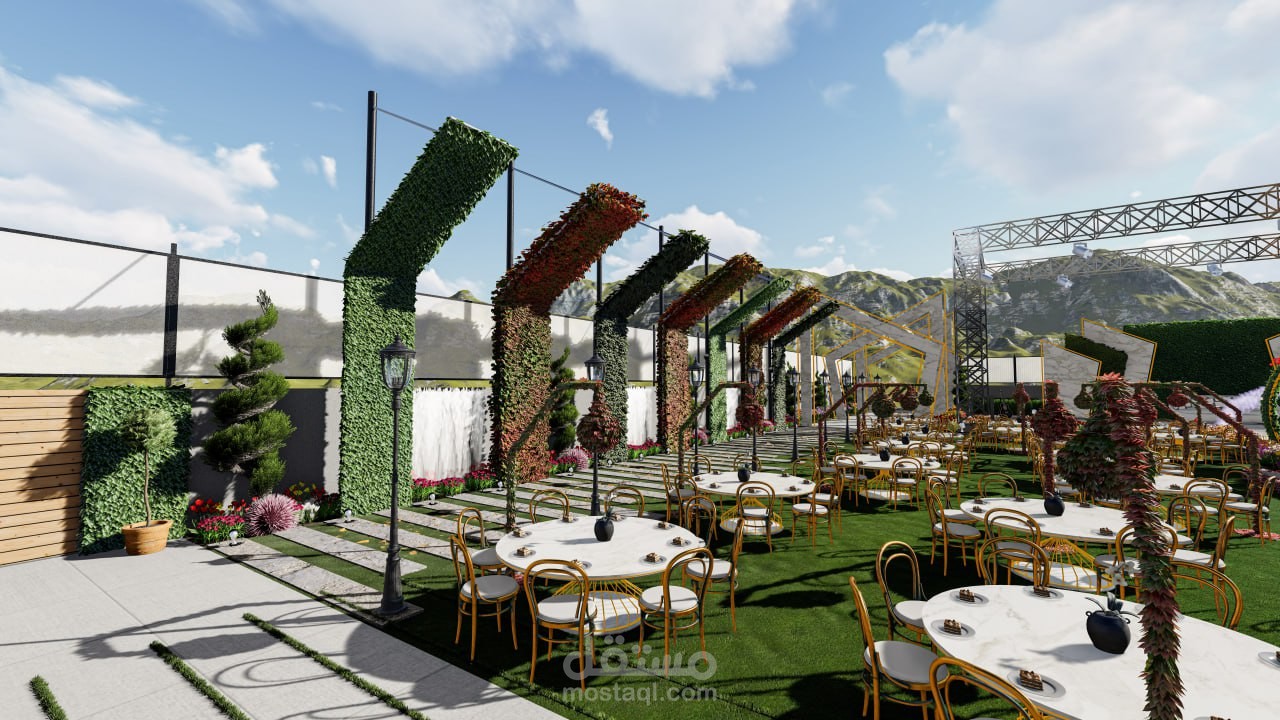 تصميم حديقة أفراح خارجية