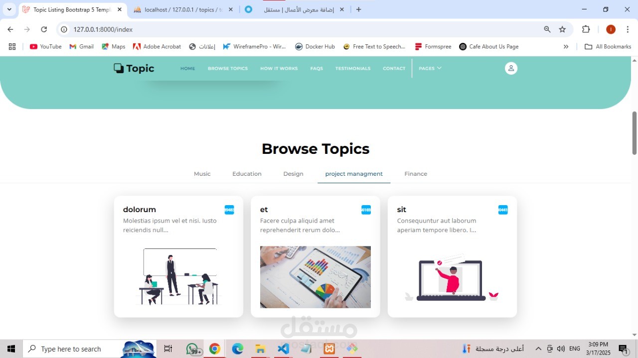 تطوير موقع إلكتروني باستخدام Laravel مع لوحة تحكم للإدارة