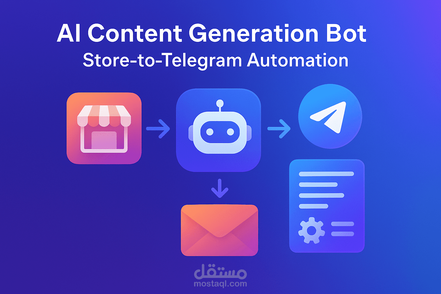 روبوت إنشاء المحتوى – أتمتة من المتجر إلى تيليجرام
