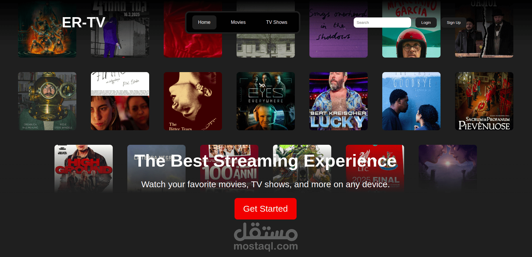 واجهة امامية لمنصة استعراض افلام و مسلسلات