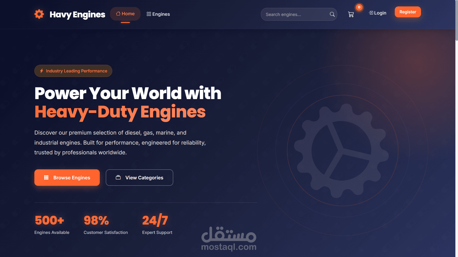 متجر "Havy Engines" للتجارة الإلكترونية مع لوحة تحكم شاملة | (Laravel Full-Stack)