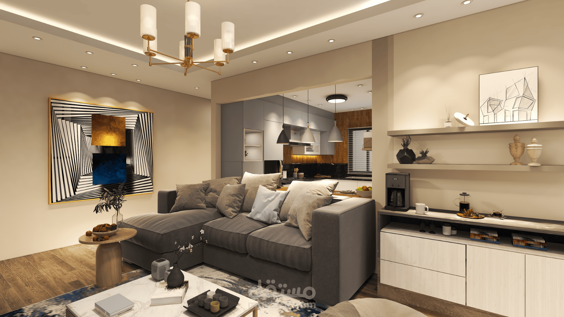 تصميم داخلي لغرفة معيشة | مستقل